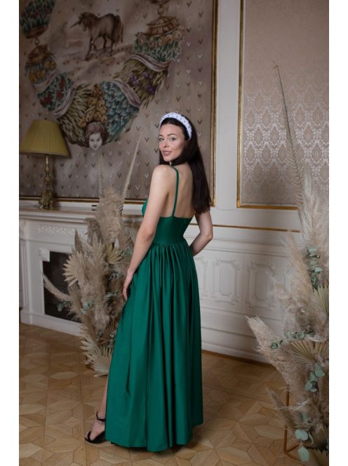 Maxi šaty s výstrihom do V - zelená - meditation