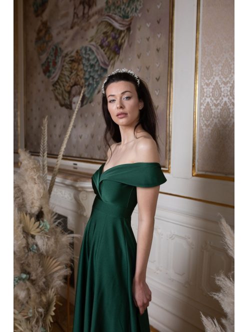 Maxi šaty so srdiečkovým výstrihom - gobelin zelená