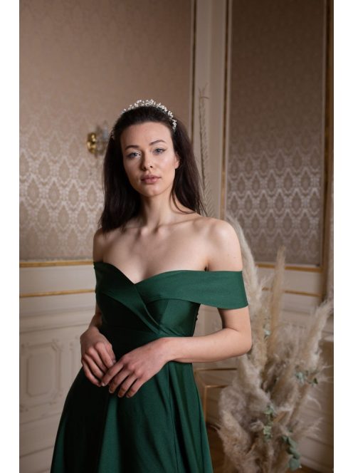 Maxi šaty so srdiečkovým výstrihom - gobelin zelená