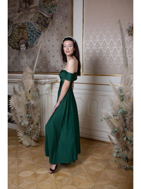 Maxi šaty so srdiečkovým výstrihom - gobelin zelená