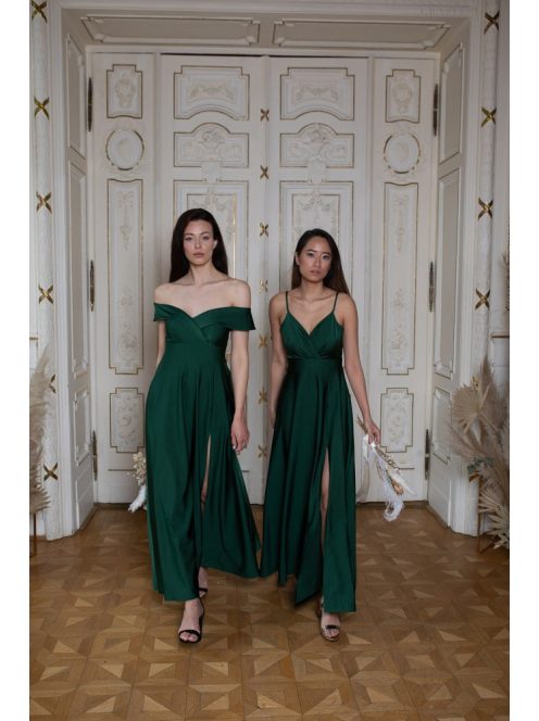 Maxi šaty so srdiečkovým výstrihom - gobelin zelená