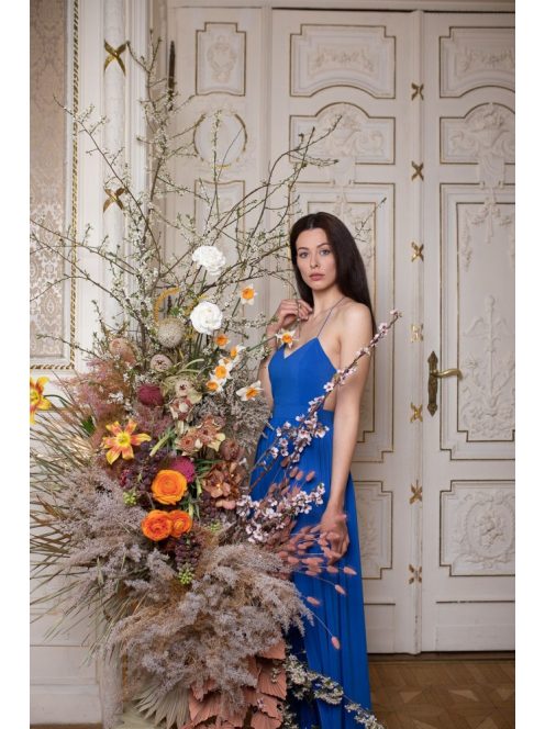 Bezchrbtové maxi šaty - kráľovská modrá