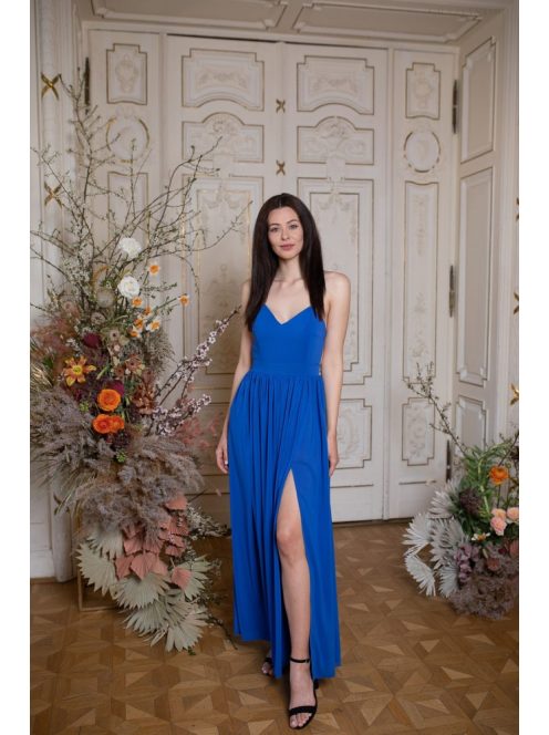 Bezchrbtové maxi šaty - kráľovská modrá