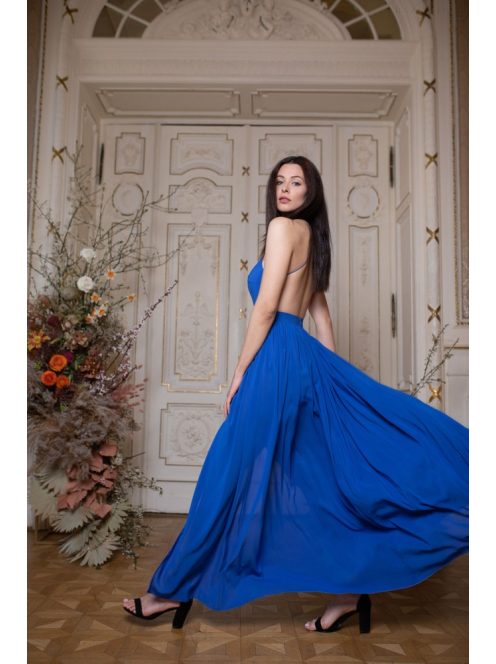 Bezchrbtové maxi šaty - kráľovská modrá