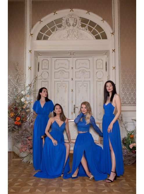 Bezchrbtové maxi šaty - kráľovská modrá