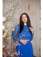 Čipkovaný crop-top s dlhým rukávom - kráľovsky modrá