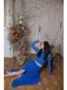 Čipkovaný top s dlhým rukávom – kráľovská modrá