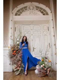 Mušelínová maxi sukňa - kráľovská modrá