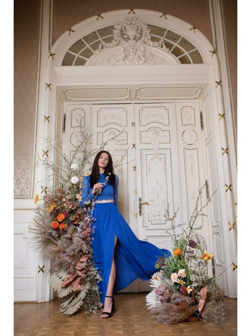 Mušelínová maxi sukňa - kráľovská modrá