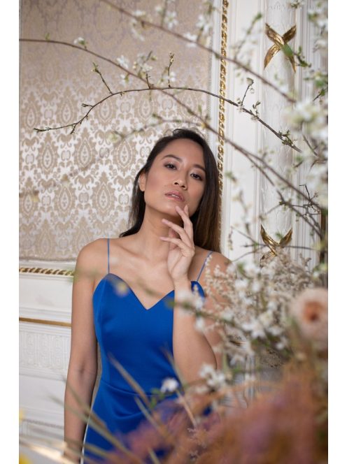 Na boku nariasené mini šaty - modrá