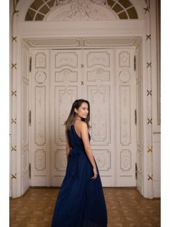 One-size mušelínové šaty - tmavomodrá