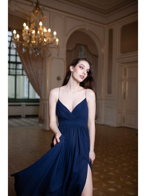 Abigél - tmavomodré maxi šaty 