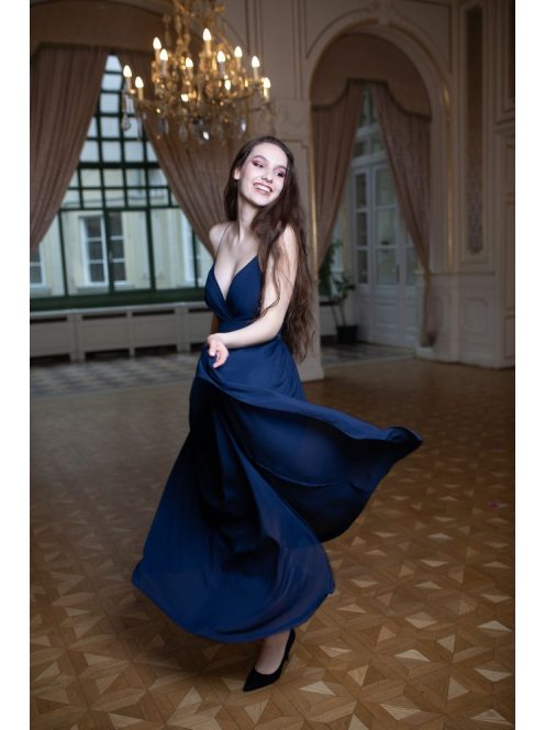 Abigél - tmavomodré maxi šaty 