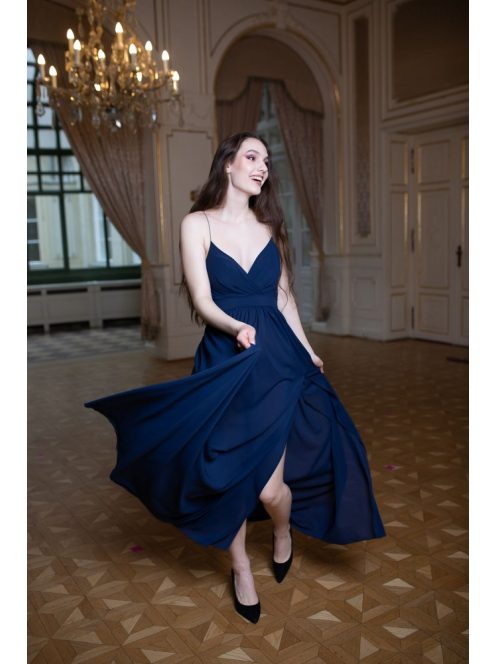 Abigél - tmavomodré maxi šaty