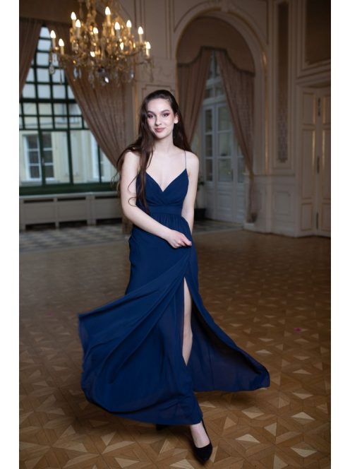 Abigél - tmavomodré maxi šaty