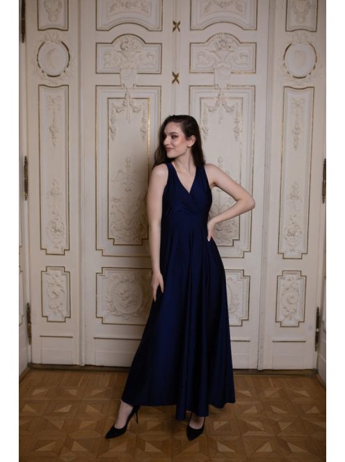  Maxi šaty s prekladanou časťou - tmavomodrá