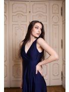  Maxi šaty s prekladanou časťou - tmavomodrá