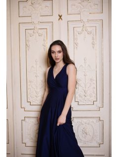  Maxi šaty s prekladanou časťou - tmavomodrá