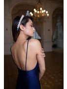 Na boku nariasené, bodycon  maxi šaty - tmavomodré