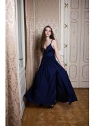 Maxi šaty s výstrihom do V - tmavomodrá