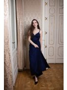 Maxi šaty s výstrihom do V - tmavomodrá
