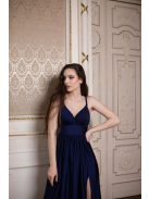Maxi šaty s výstrihom do V - tmavomodrá