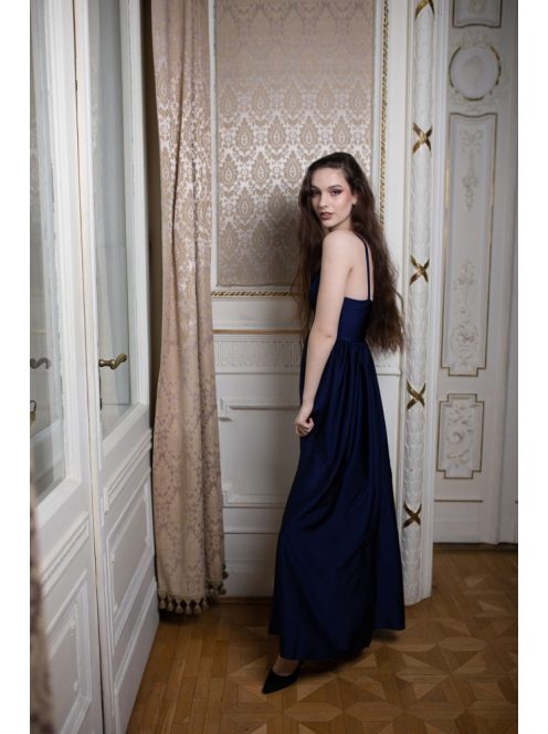 Maxi šaty s výstrihom do V - tmavomodrá