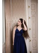 Maxi šaty s výstrihom do V - tmavomodrá