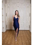  Maxi šaty priliehavé s V výstrihom - tmavomodré 