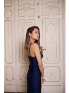  Maxi šaty priliehavé s V výstrihom - tmavomodré 