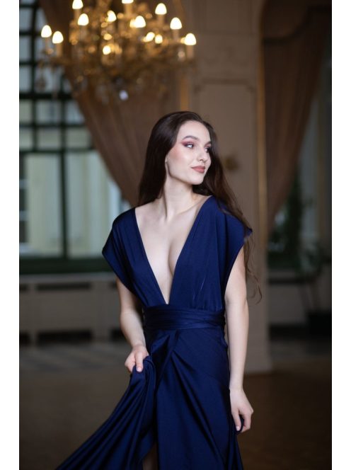 Maxi šaty s viacerými spôsobmi viazania - tmavomodrá