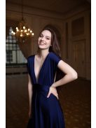 Maxi šaty s viacerými spôsobmi viazania - tmavomodrá