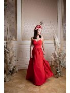 Mušelínové šaty bez chrbtovej časti - červená