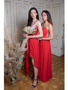 Mušelínové šaty bez chrbtovej časti - červená