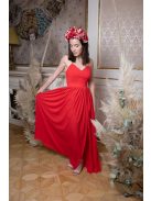 Mušelínové šaty bez chrbtovej časti - červená