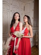 Mušelínové šaty bez chrbtovej časti - červená