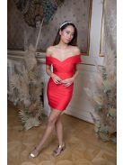 Mini šaty s výstrihom v tvare srdca - červená