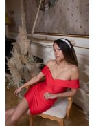 Mini šaty s výstrihom v tvare srdca - červená