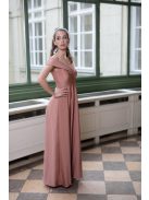 Maxi šaty so srdiečkovým výstrihom - kávovo krémová