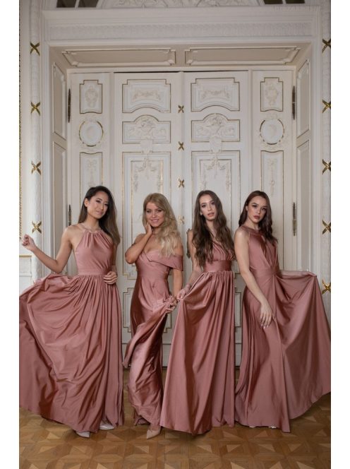 Maxi šaty so srdiečkovým výstrihom - kávovo krémová