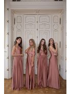 Vpredu-vzadu uzavreté bezrukávové maxi šaty - coffe cream 