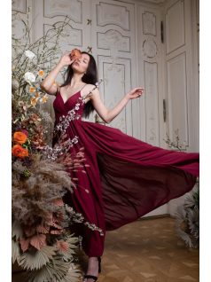 Abigél - bordové maxi šaty