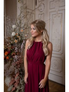 One-size mušelínové šaty - bordová