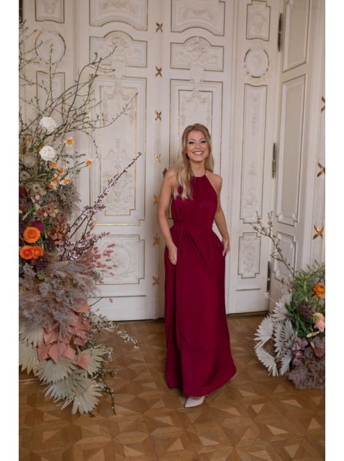 One-size mušelínové šaty - bordová