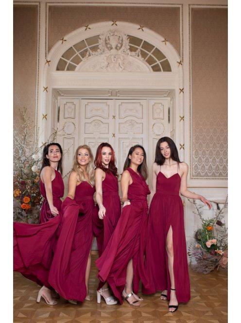 One-size mušelínové šaty - bordová