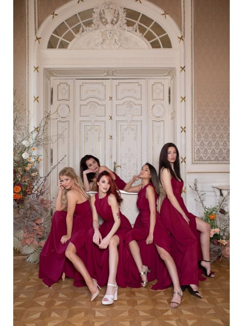 One-size mušelínové šaty - bordová