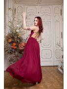Hátnélküli muszlin ruha – bordó