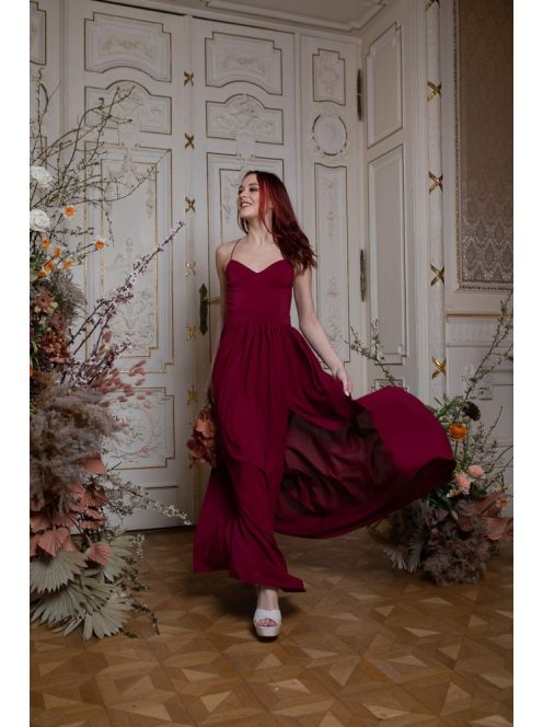 Mušelínové šaty bez chrbtovej časti - bordová