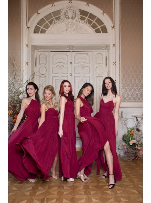 Mušelínové šaty bez chrbtovej časti - bordová