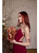 Mušelínové šaty bez chrbtovej časti - bordová